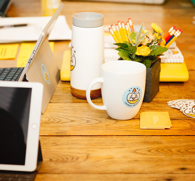 TBH branded supplies arranged on table